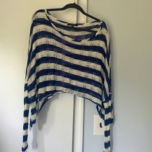 Navy and white striped long sleeve top